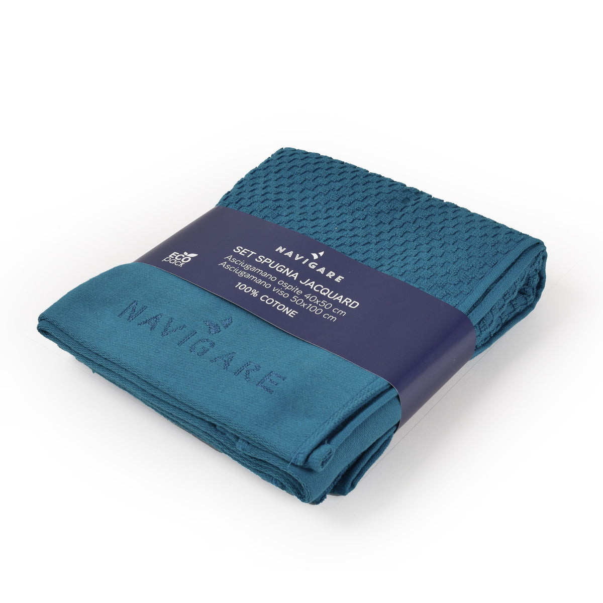 Set asciugamani spugna Jacquard Navigare 100%cotone viso+ospite