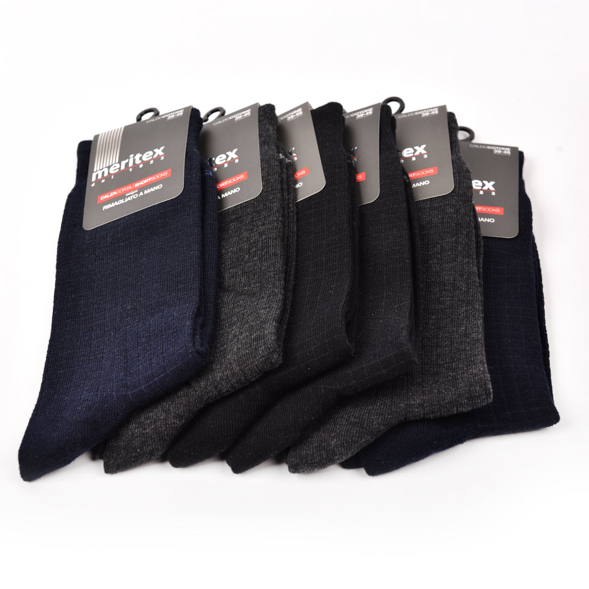 Calze uomo corte Meritex caldo cotone a fantasia 1211 6 paia