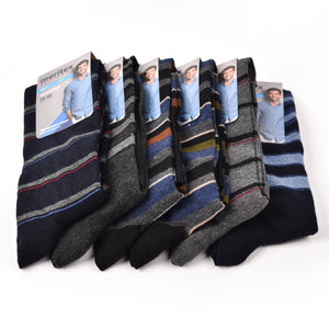 Calze uomo rigate lunghe caldo cotone Meritex 1242 6 paia