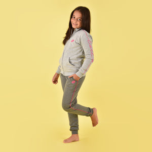 Tuta bambina ragazza Lotto LA2001 zip cotone felpato tuta grigio