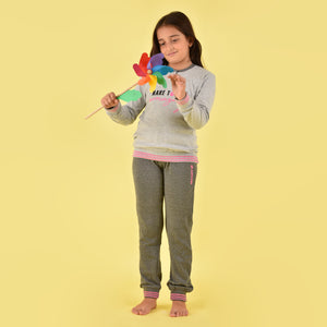 Pigiama bambina ragazza Lotto LP2062 caldo cotone grigio