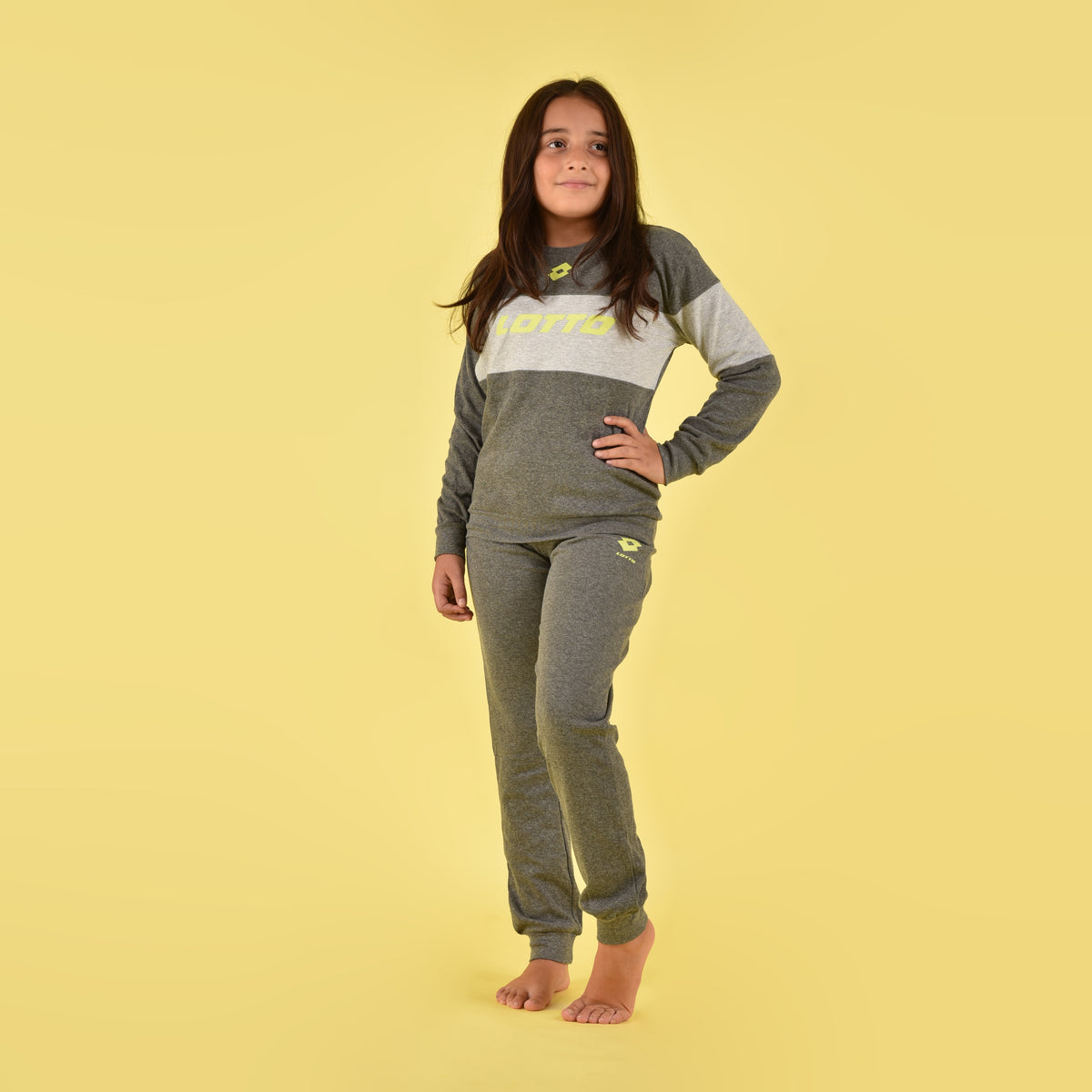 Pigiama bambina ragazza Lotto LP2061 caldo cotone grigio medio melange