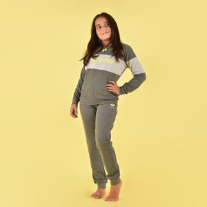 Pigiama bambina ragazza Lotto LP2061 caldo cotone grigio medio melange