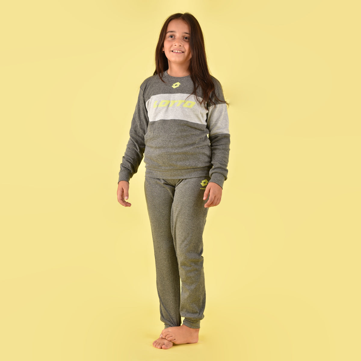 Pigiama bambina ragazza Lotto LP2061 caldo cotone grigio medio melange