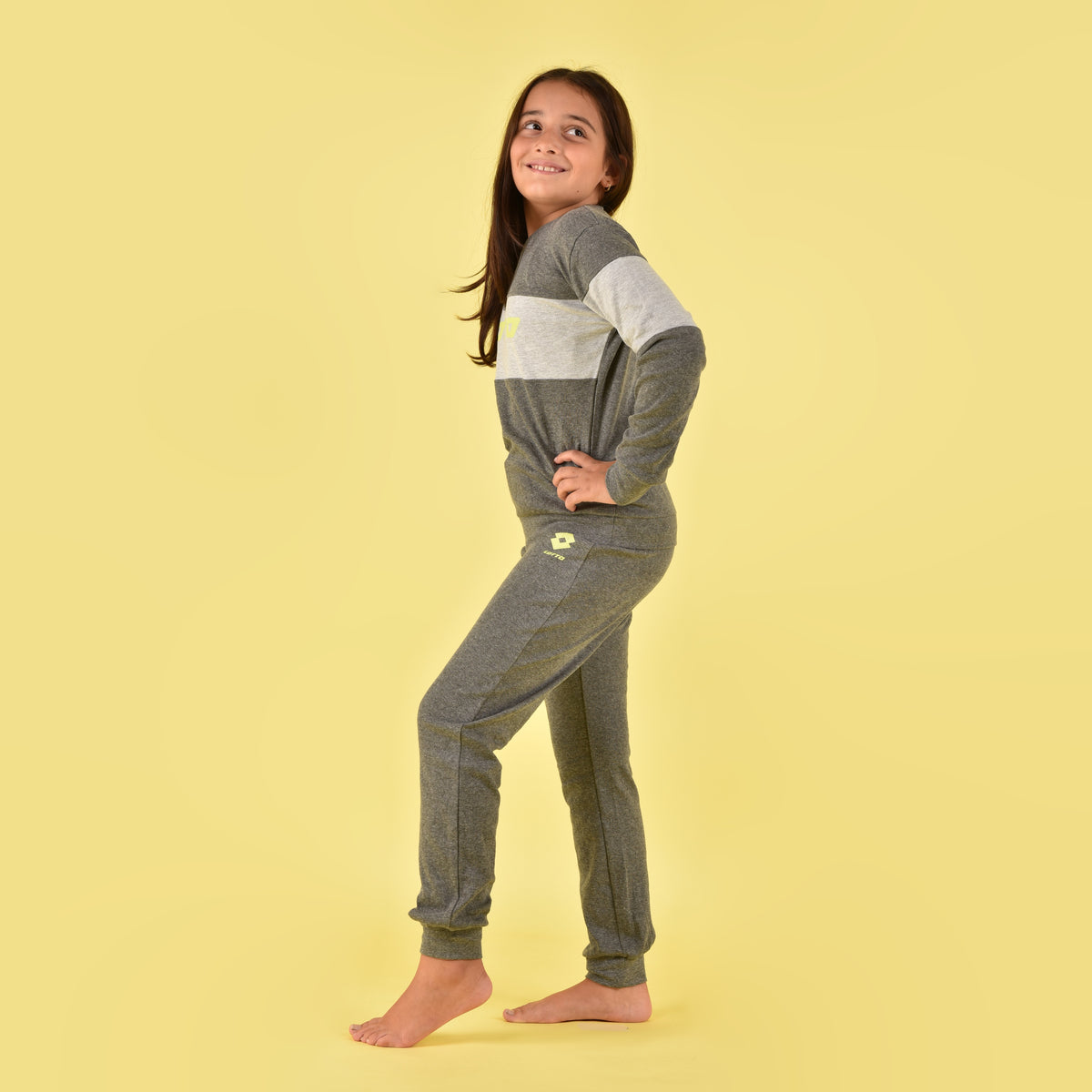 Pigiama bambina ragazza Lotto LP2061 caldo cotone grigio medio melange