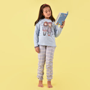 Pigiama bambina invernale Santoro Gorjuss 56621 caldo cotone celeste