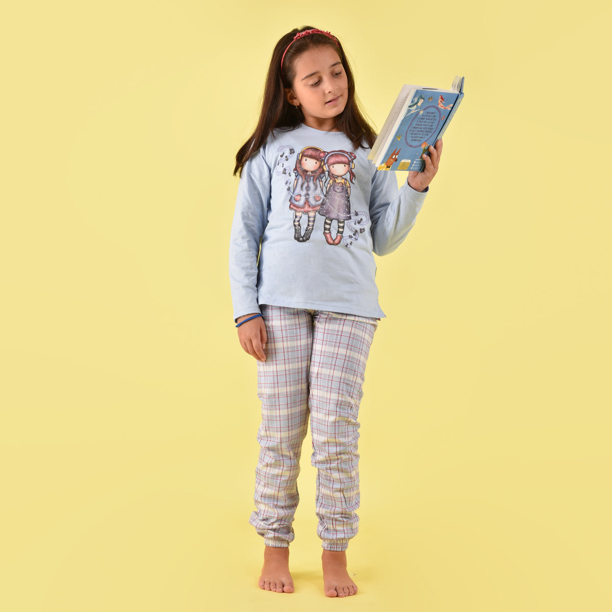 Pigiama bambina invernale Santoro Gorjuss 56621 caldo cotone celeste