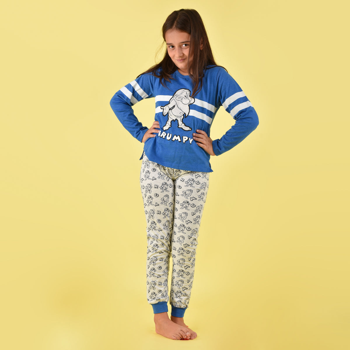 Pigiama bimba Disney 54386 caldo cotone azzurro Brontolo 