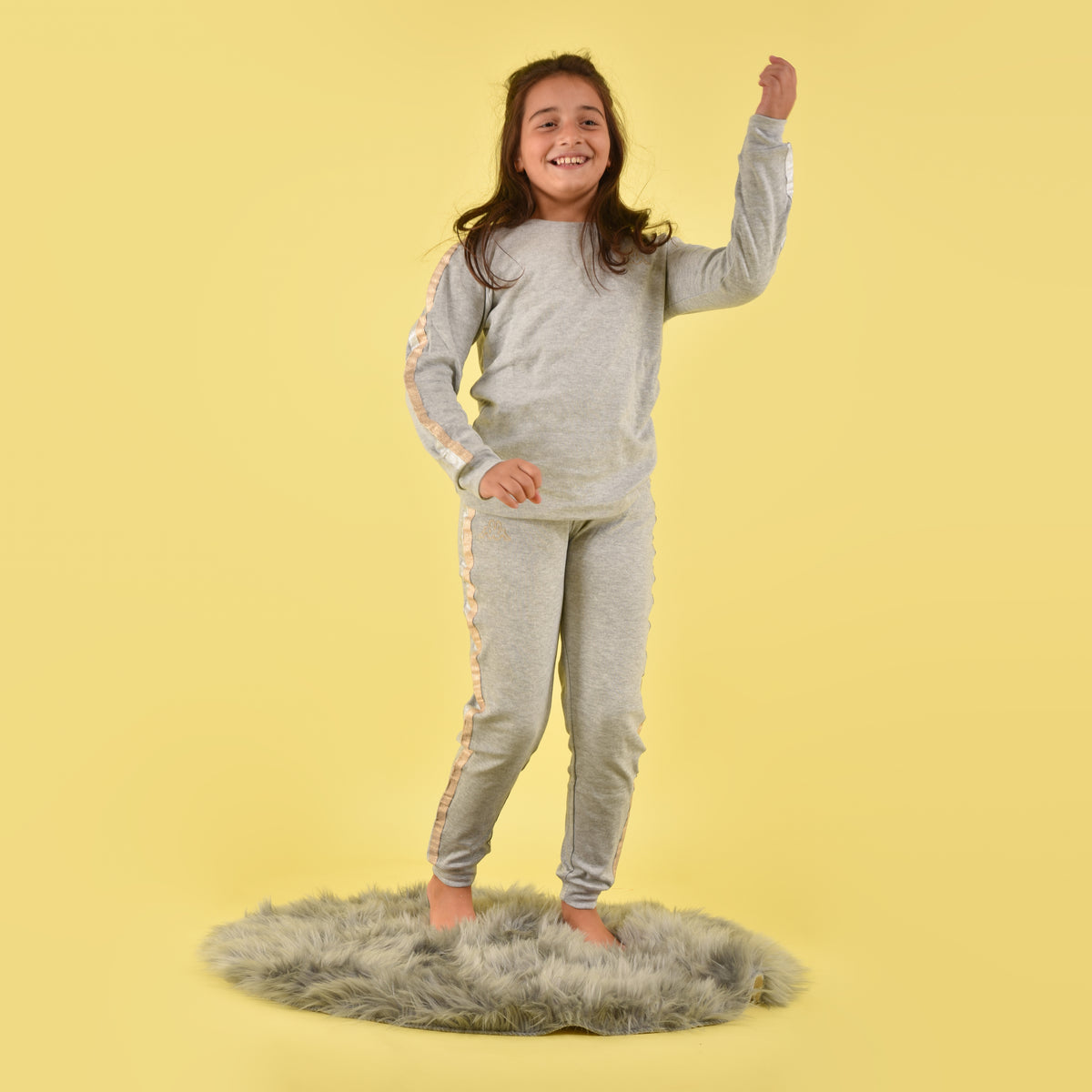 Pigiama bambina ragazza Kappa grigio oro argento 21365 caldo cotone