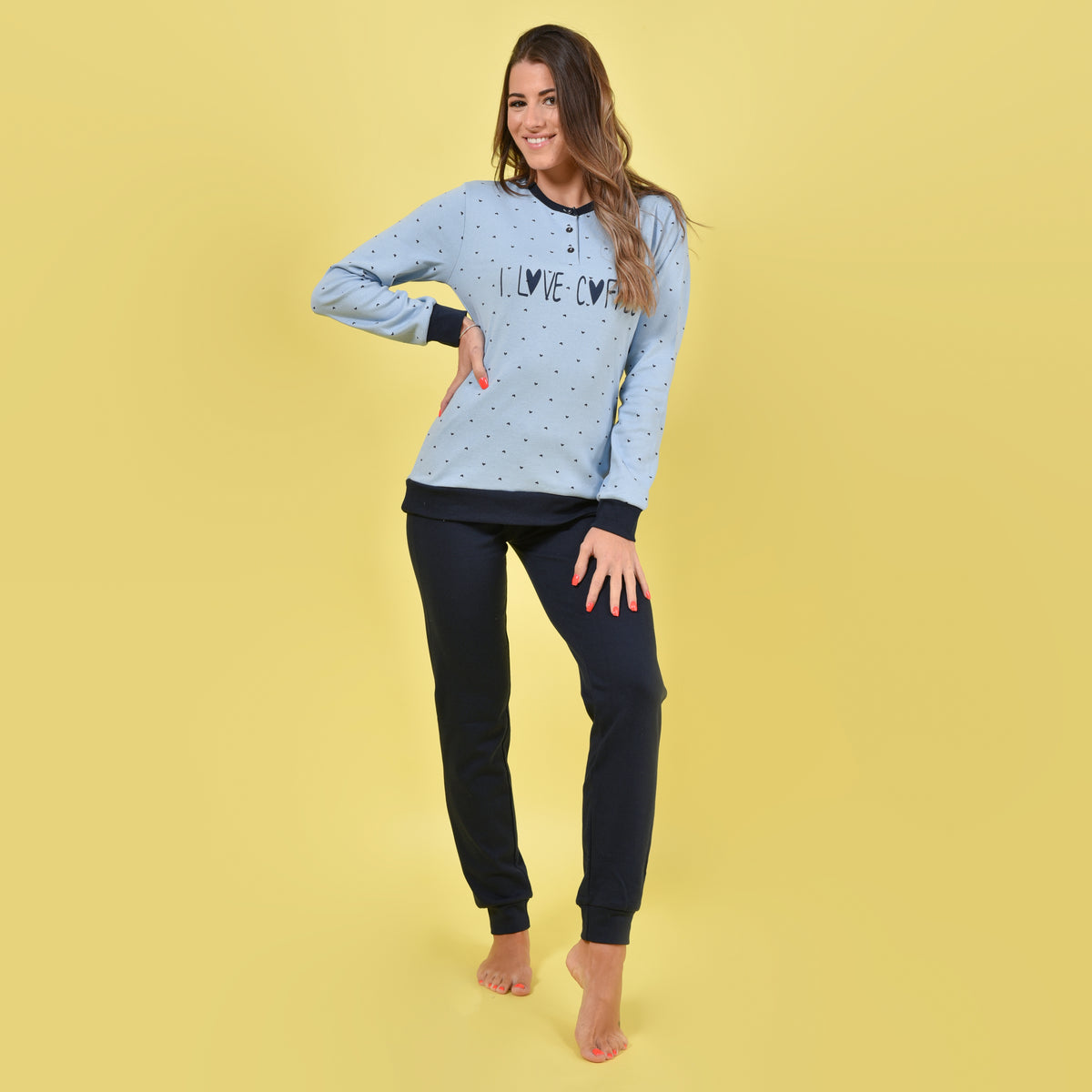 Pigiama donna Ambro caldo cotone D6002.22 pervinca