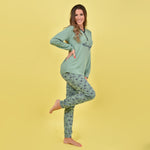 Pigiama donna Ambro caldo cotone D6005.22 salvia