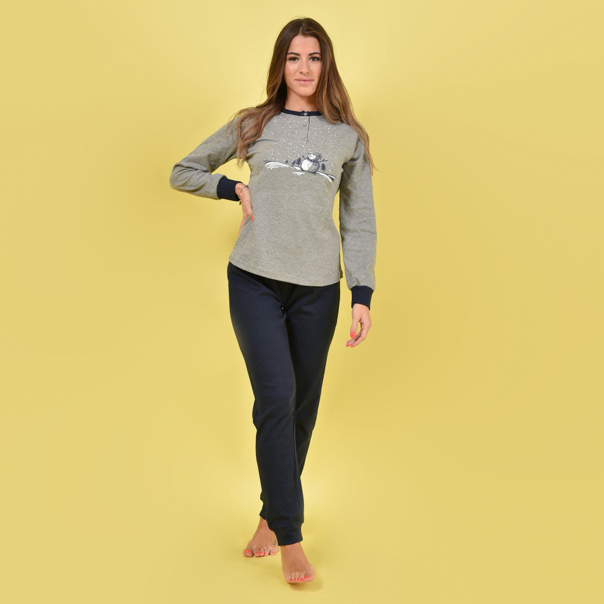Pigiama donna Ambro caldo cotone D6009.22 grigio