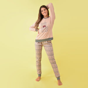 Pigiama donna Ambro caldo cotone D6001.22 rosa