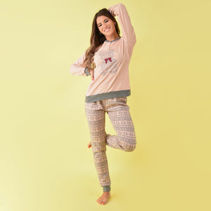 Pigiama donna Ambro caldo cotone D6001.22 rosa