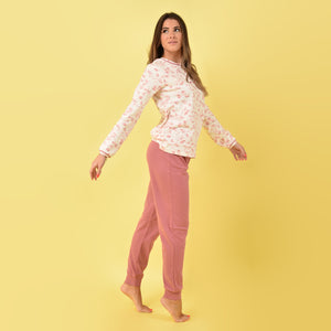 Pigiama donna caldo cotone rosa fiori Cippi 2267