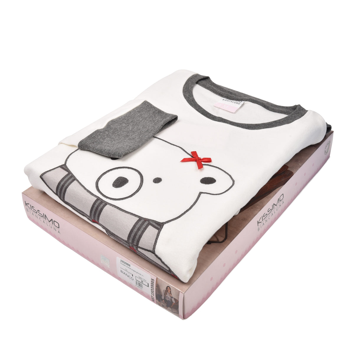 Pigiama donna invernale Biancaluna Kissimo 23D20005 caldo cotone
