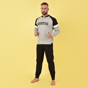 Pigiama caldo cotone uomo Juventus grigio sportivo B2JU14130