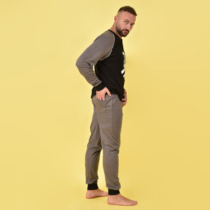Pigiama uomo Juventus ufficiale antracite nero B2JU14131 caldo cotone