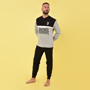 Pigiama uomo Juventus ufficiale B2JU14131 caldo cotone grigio melange