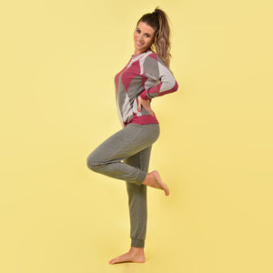 Pigiama donna invernale rombi Jadea 5166 antracite