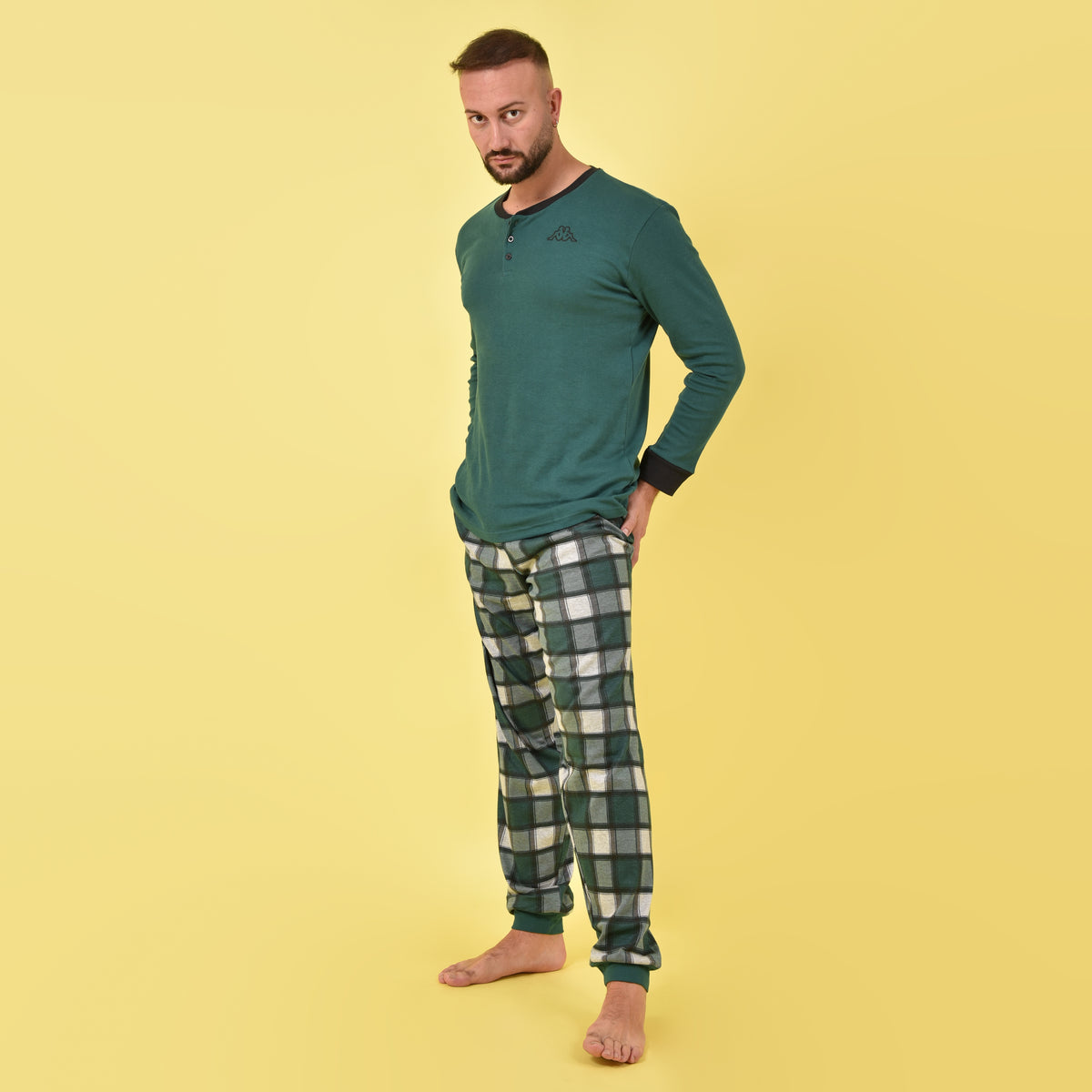 Pigiama uomo invernale Kappa KMW22101 caldo cotone verde