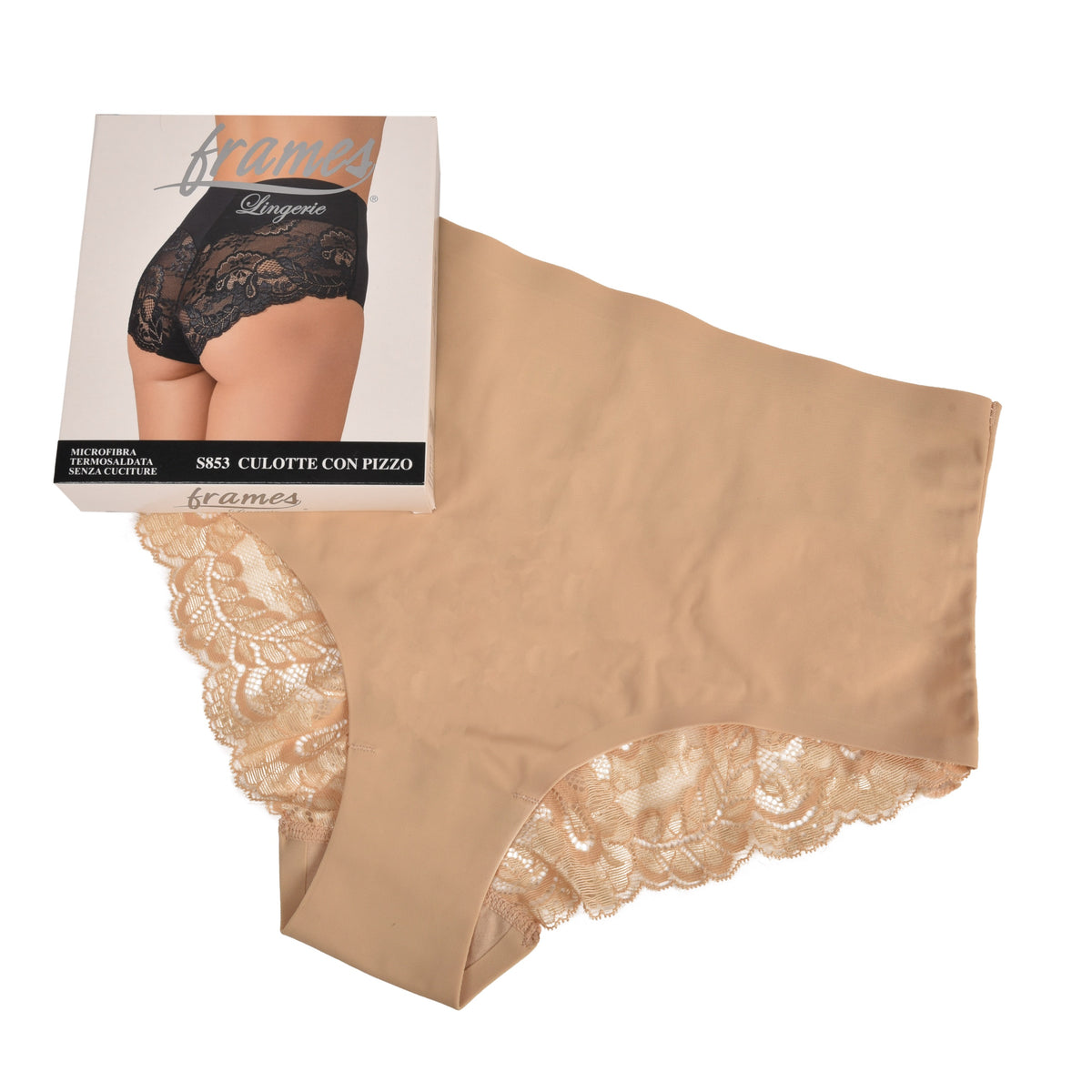 Slip culotte contentiva Frames S853 microfibra e pizzo