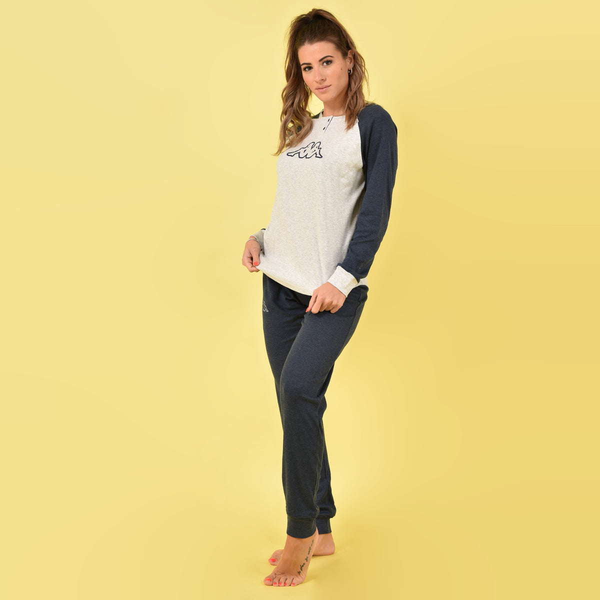 Pigiama Kappa modello sportivo in caldo cotone 22206 jeans mel