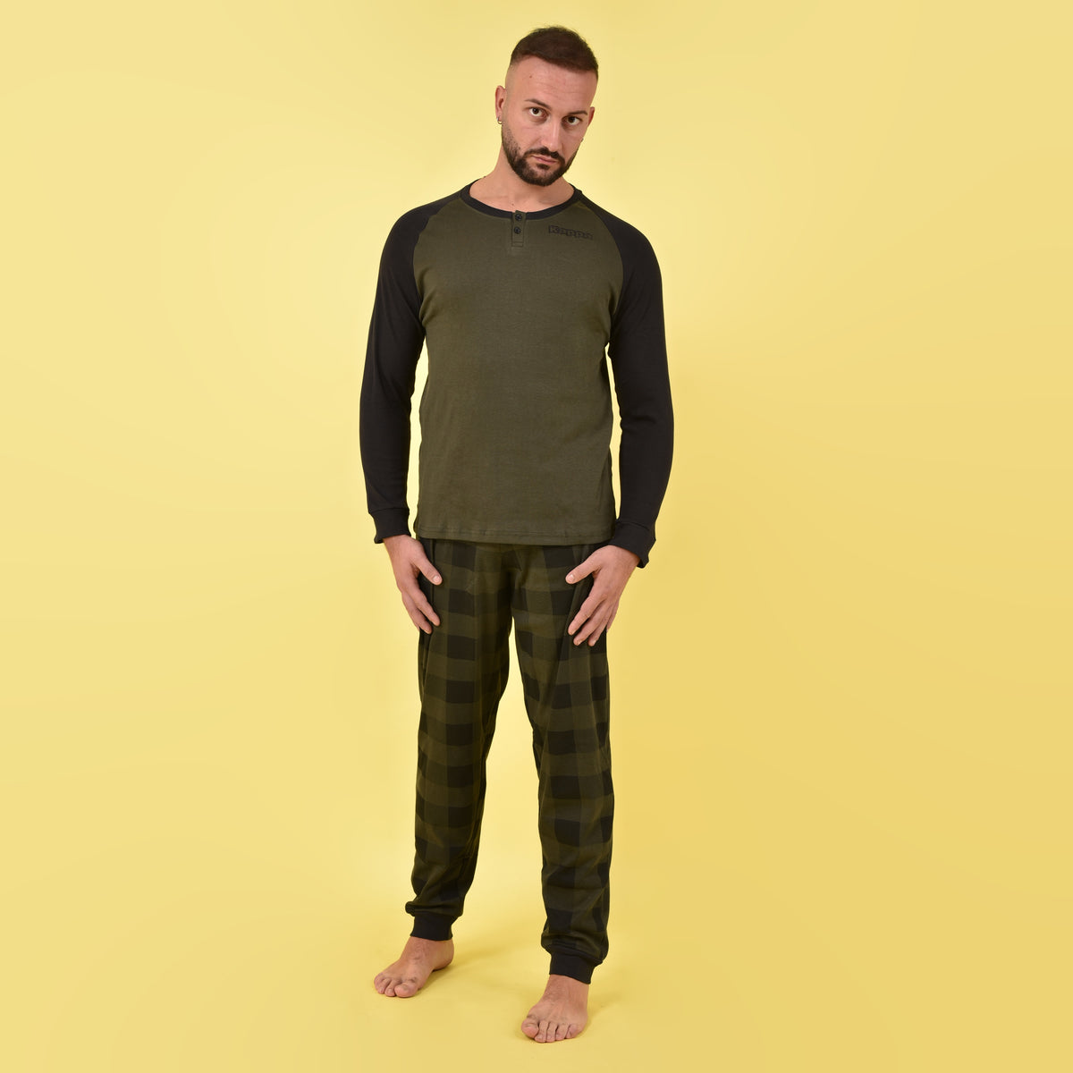Pigiama uomo Kappa KMW22105-A caldo cotone verde militare