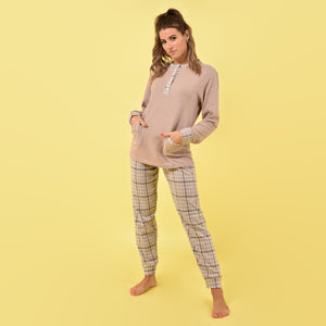Pigiama donna invernale Karelpiù SE3438 punto milano cacao