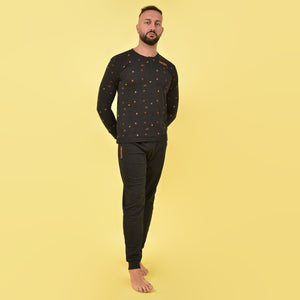 Pigiama uomo invernale Kappa KMW22119 caldo cotone antracite arancione
