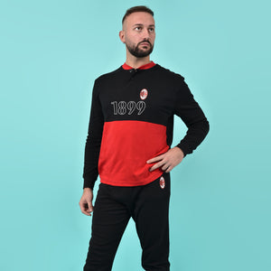 Pigiama uomo AC Milan serafino caldo cotone B2MI14130 nero