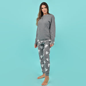 Pigiama donna invernale Karelpiù SE3430 punto milano grigio cuori