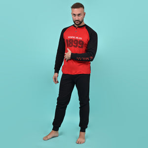 Pigiama uomo AC Milan serafino caldo cotone B2MI14131 nero