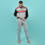 Pigiama uomo AC Milan serafino caldo cotone B2MI14131 grigio melange