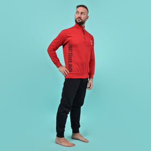 Pigiama uomo stile tuta Milan cotone felpato B2MI14132 rosso