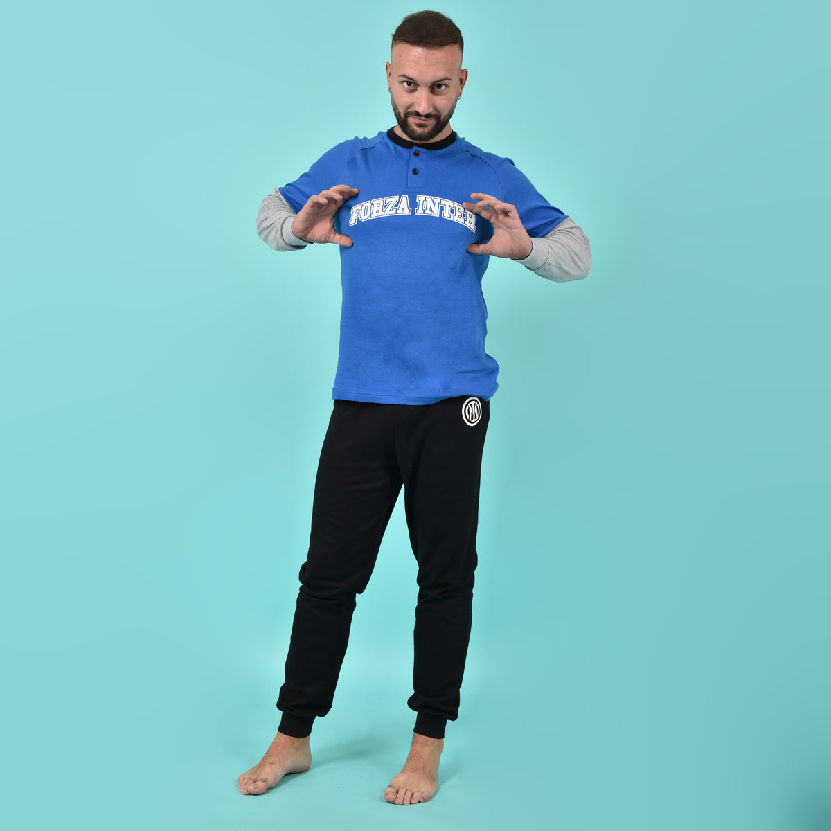 Pigiama uomo Inter B2IN14130 caldo cotone interlock royale