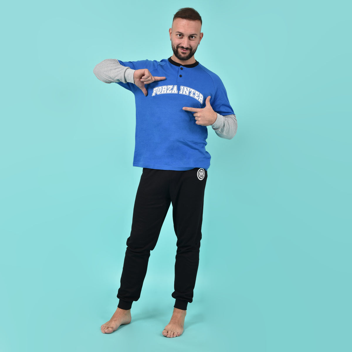 Pigiama uomo Inter B2IN14130 caldo cotone interlock royale