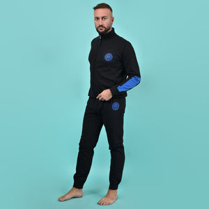 Pigiama uomo Inter ufficiale cotone felpato B2IN14133 nero