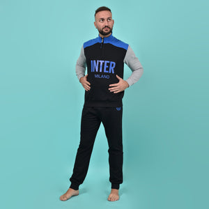 Pigiama uomo Inter ufficiale cotone felpato B2IN14132 nero