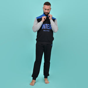 Pigiama uomo Inter ufficiale cotone felpato B2IN14132 nero