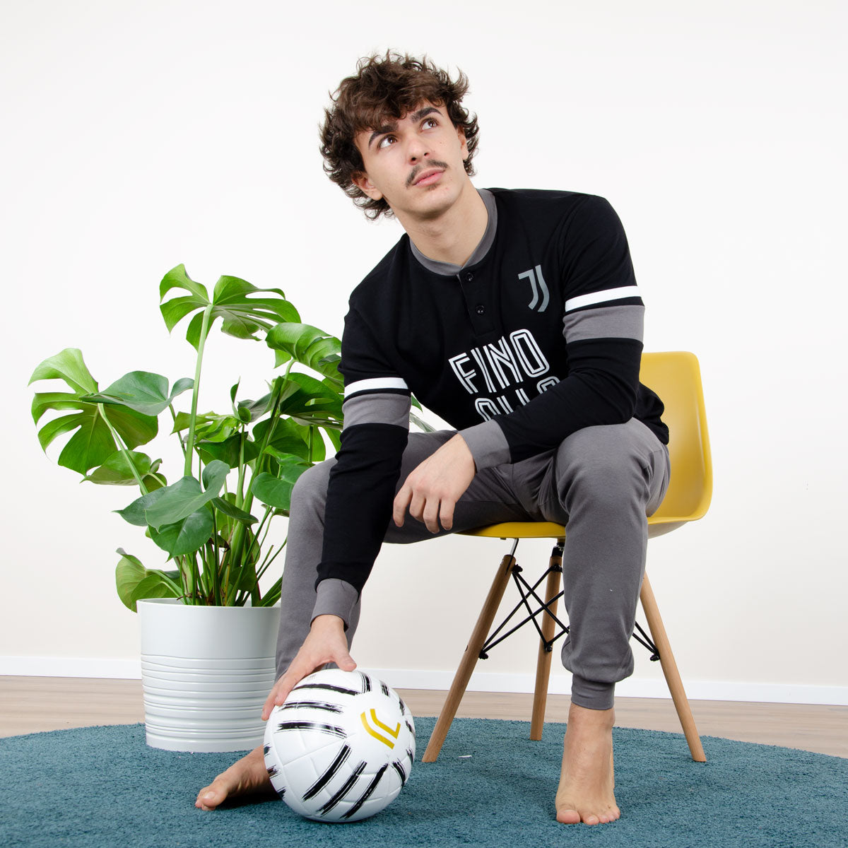 Pigiama uomo Juventus serafino caldo cotone B2JU14116 nero