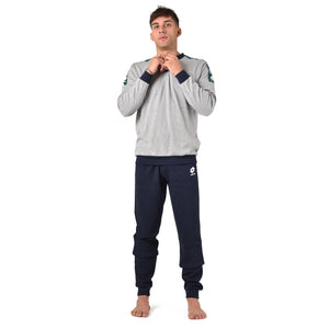 Pigiama uomo Lotto LP4064 in caldo cotone con polsini grigio