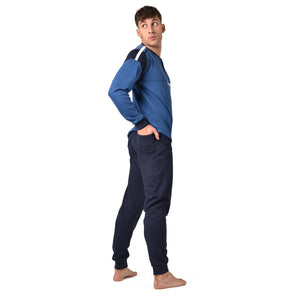 Pigiama uomo Lotto LP4067 caldo cotone avio con polsini