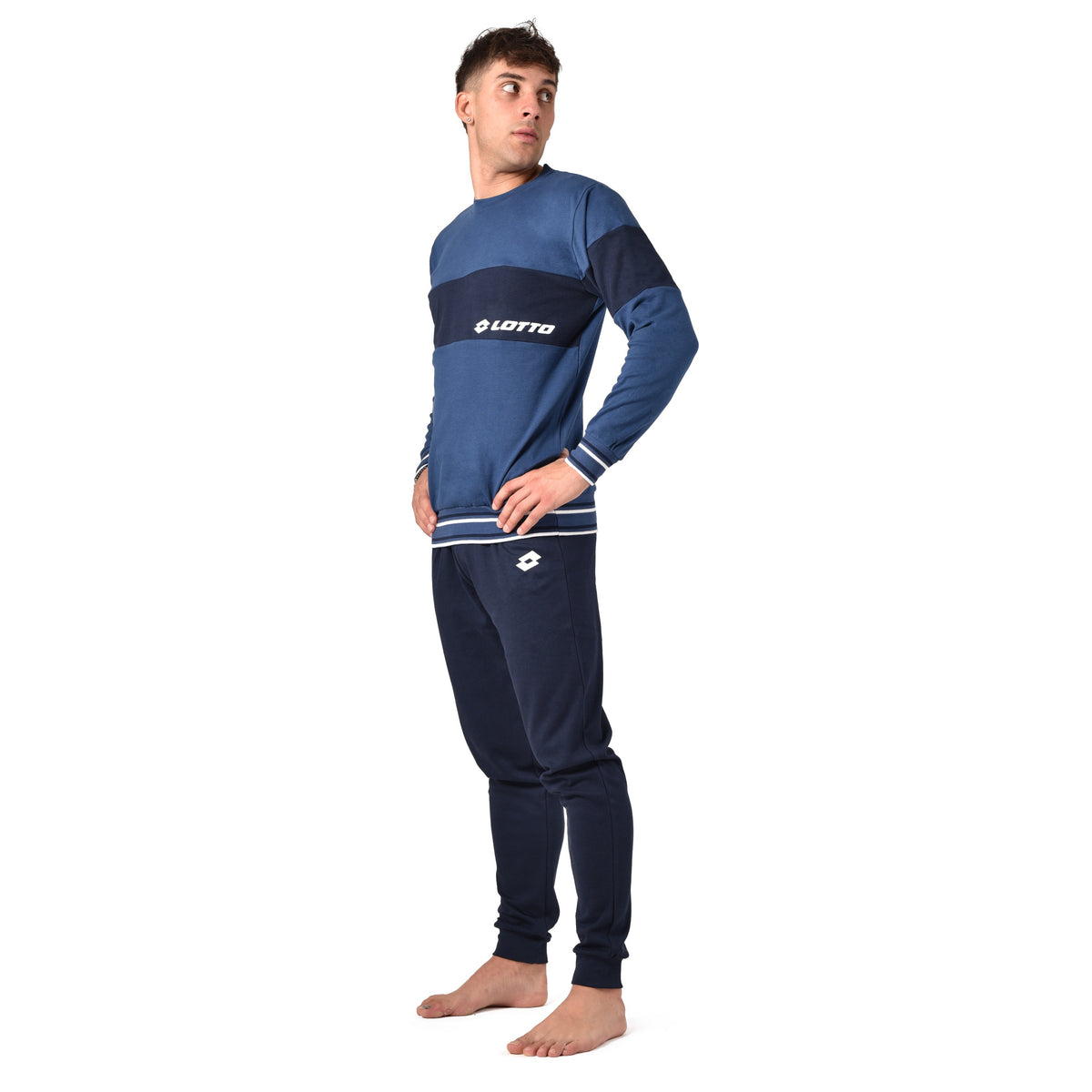 Pigiama uomo Lotto LP4066 in caldo cotone con polsini jeans