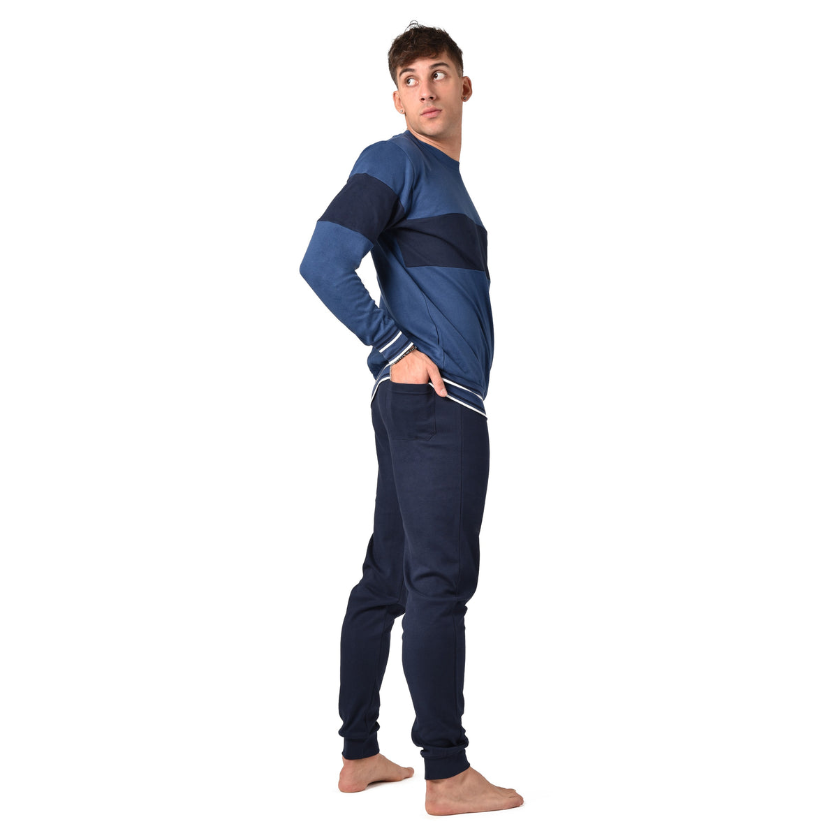 Pigiama uomo Lotto LP4066 in caldo cotone con polsini jeans