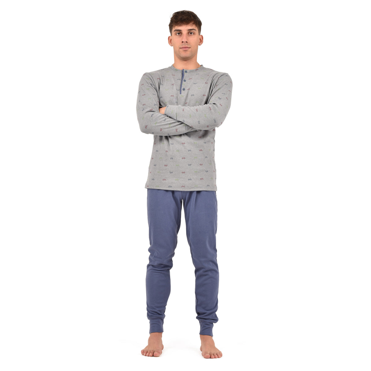 Pigiama uomo caldo cotone a serafino Karel KF5121