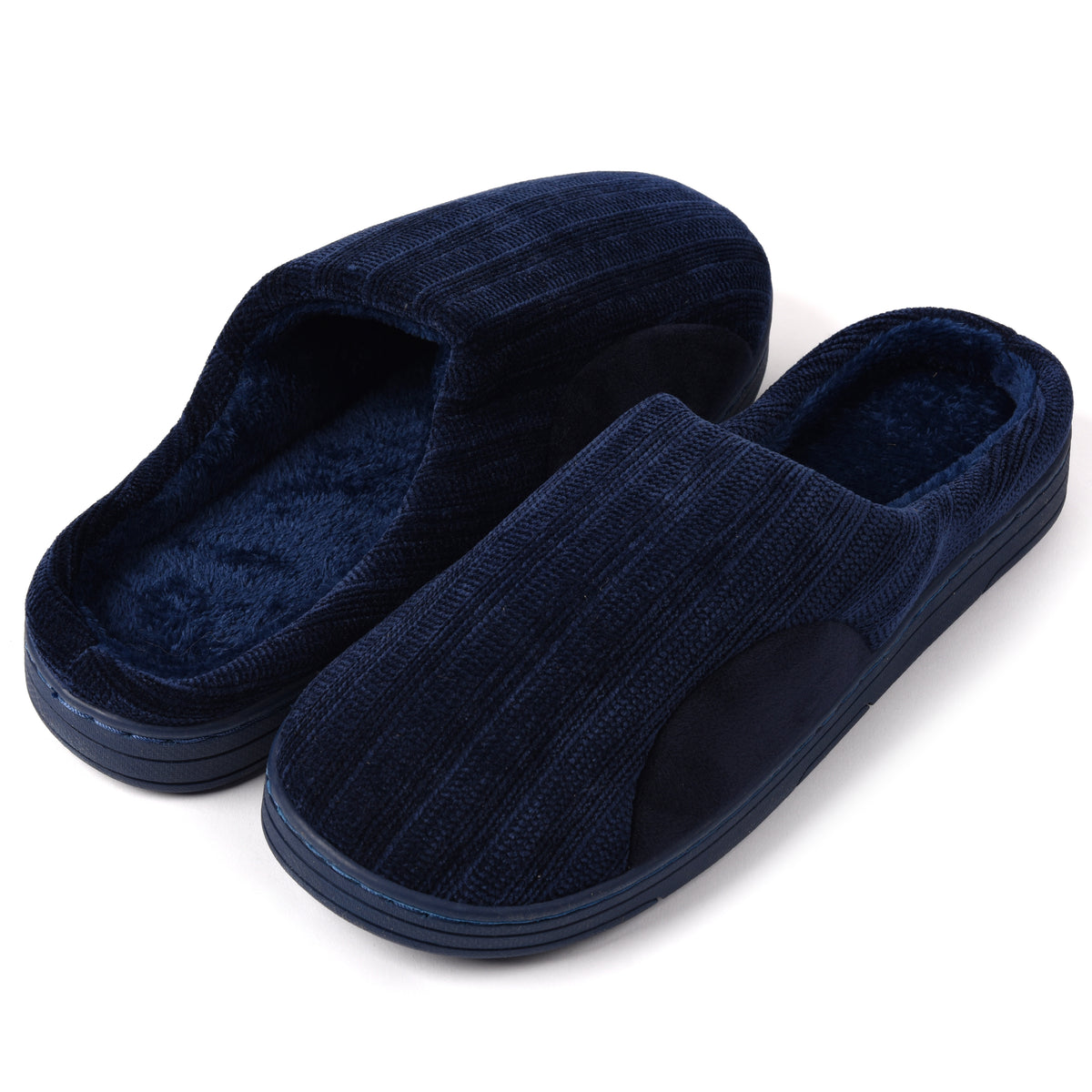 Pantofole uomo invernali calde trama ciniglia blu Preziosa 0099
