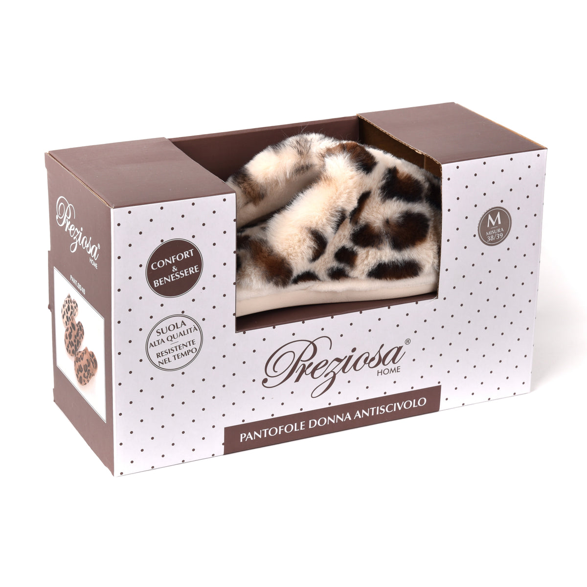 Pantofole maculato ecopelliccia Preziosa 0046 avorio