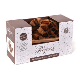 Pantofole maculato ecopelliccia Preziosa 0046 marrone