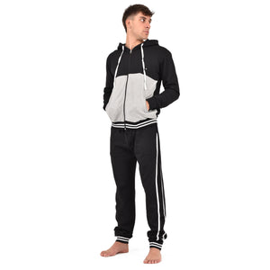Tuta con cappuccio aperta e zip uomo felpata Biancaluna 1021 nero